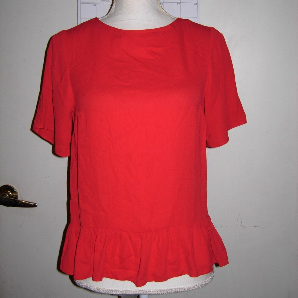 ASOS Red Ruffle Hem Top S - Picture 1 of 5